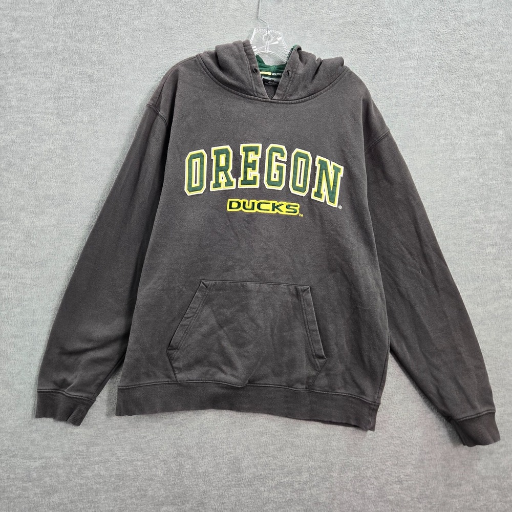 VINTAGE Oregon Ducks Men Sweatshirt XL Gray Hoodie Logo Embroidered Y2K READ